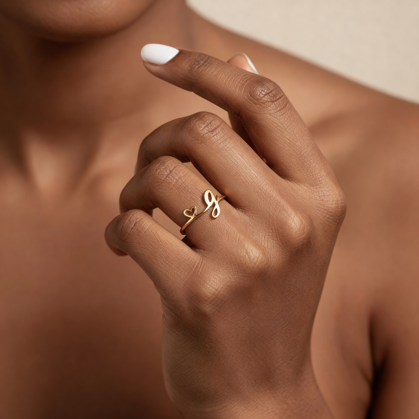 Justerbar Initial Ring "Pretty"